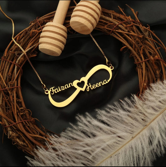 Infinity Heart Style Couple Name Necklace