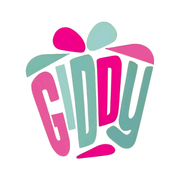 Colorful logo with the word 'Giddy' on a white background