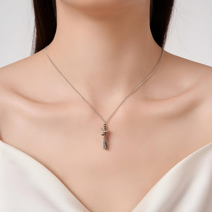 Infinity Couple Hugging Necklace ( Black & Silver )