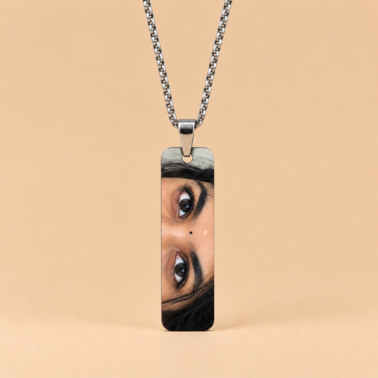 Personalized UV Laser Printed Necklace - Silver Colour - Colour Print