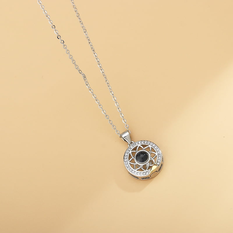 100 Language I ♥️ U Projection Sun & Moon Couple Necklace