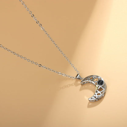 100 Language I ♥️ U Projection Sun & Moon Couple Necklace