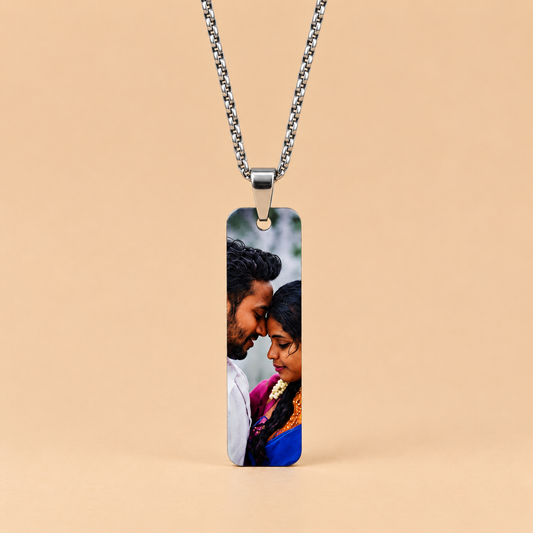 Personalized UV Laser Printed Necklace - Silver Colour - Colour Print