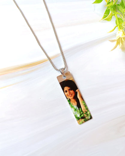 Personalized UV Laser Printed Necklace - Silver Colour - Colour Print
