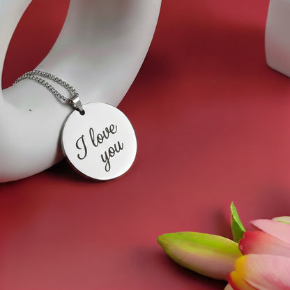 Personalized Photo Engraving Necklace Round Shape